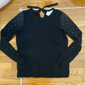 Sparkle, studded sweater with tie back